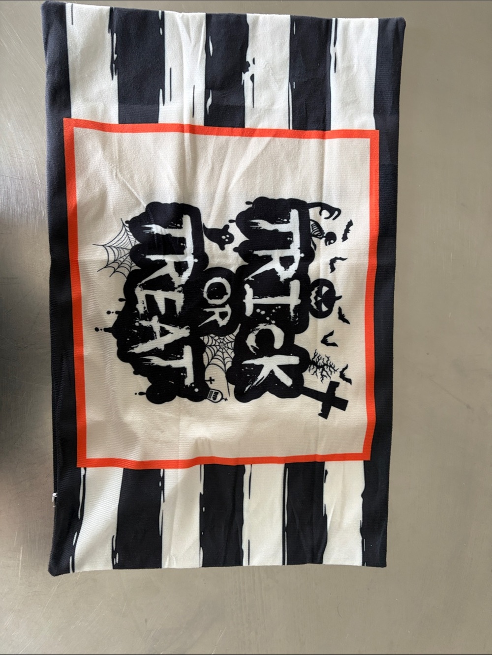 Halloween 'Trick or Treat' Decorative Bath Towel - Black, White & Orange